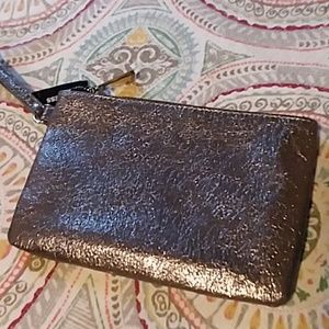METALLIC GUNMETAL COLOR SMALL WRISTLET PURSE 🍀